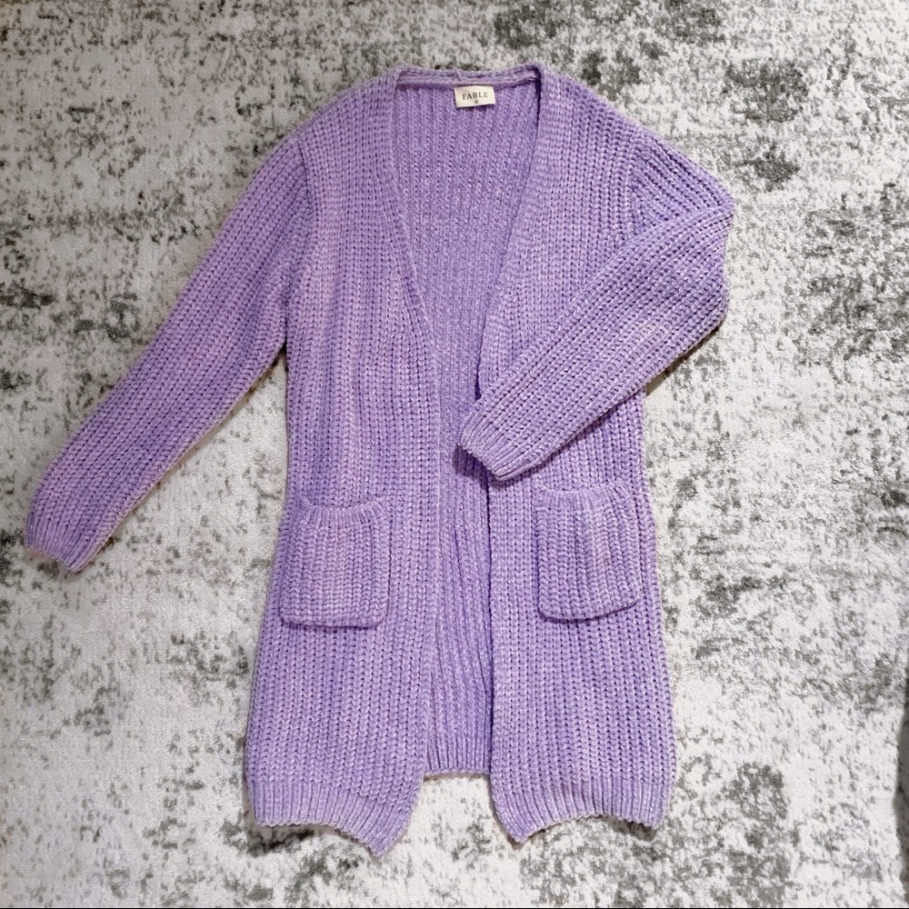 Lilac Chenille Cardigan